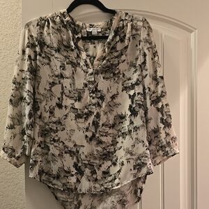 Black and White Flower Petal Blouse